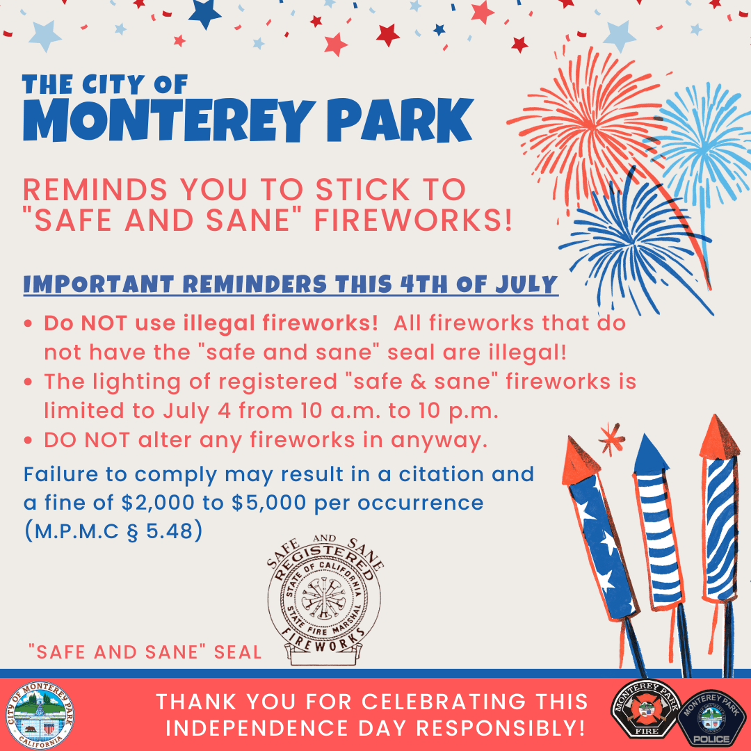 City of Monterey Park notice reminding the community to only use 