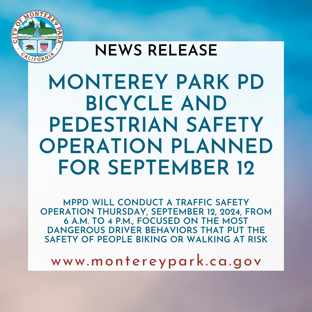 MPK News Release-MPPD Bicycle and Pedestrian Safety Operation Planned headline