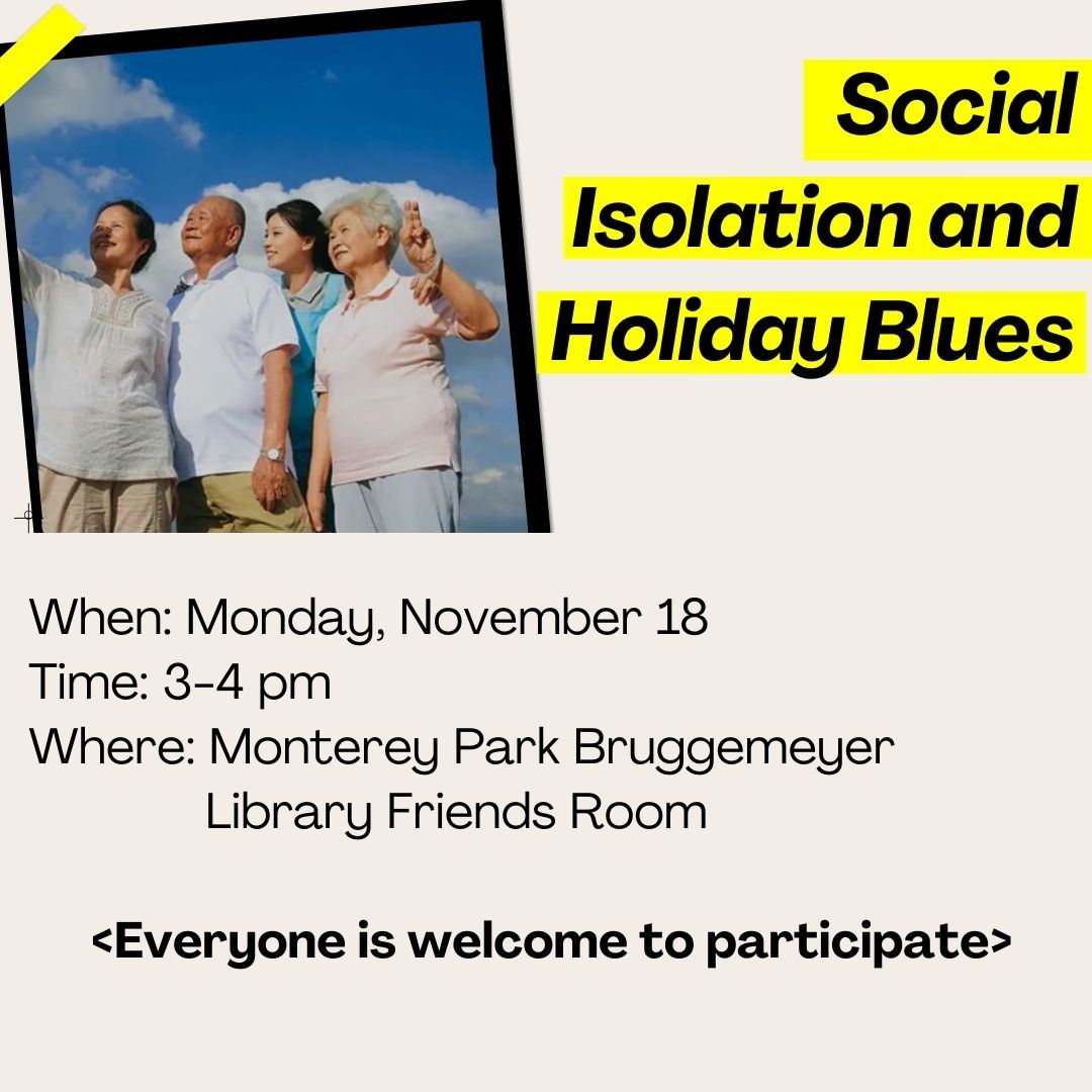 Social Isolation and Holiday Blues and photo of a group of seniors looking off camera