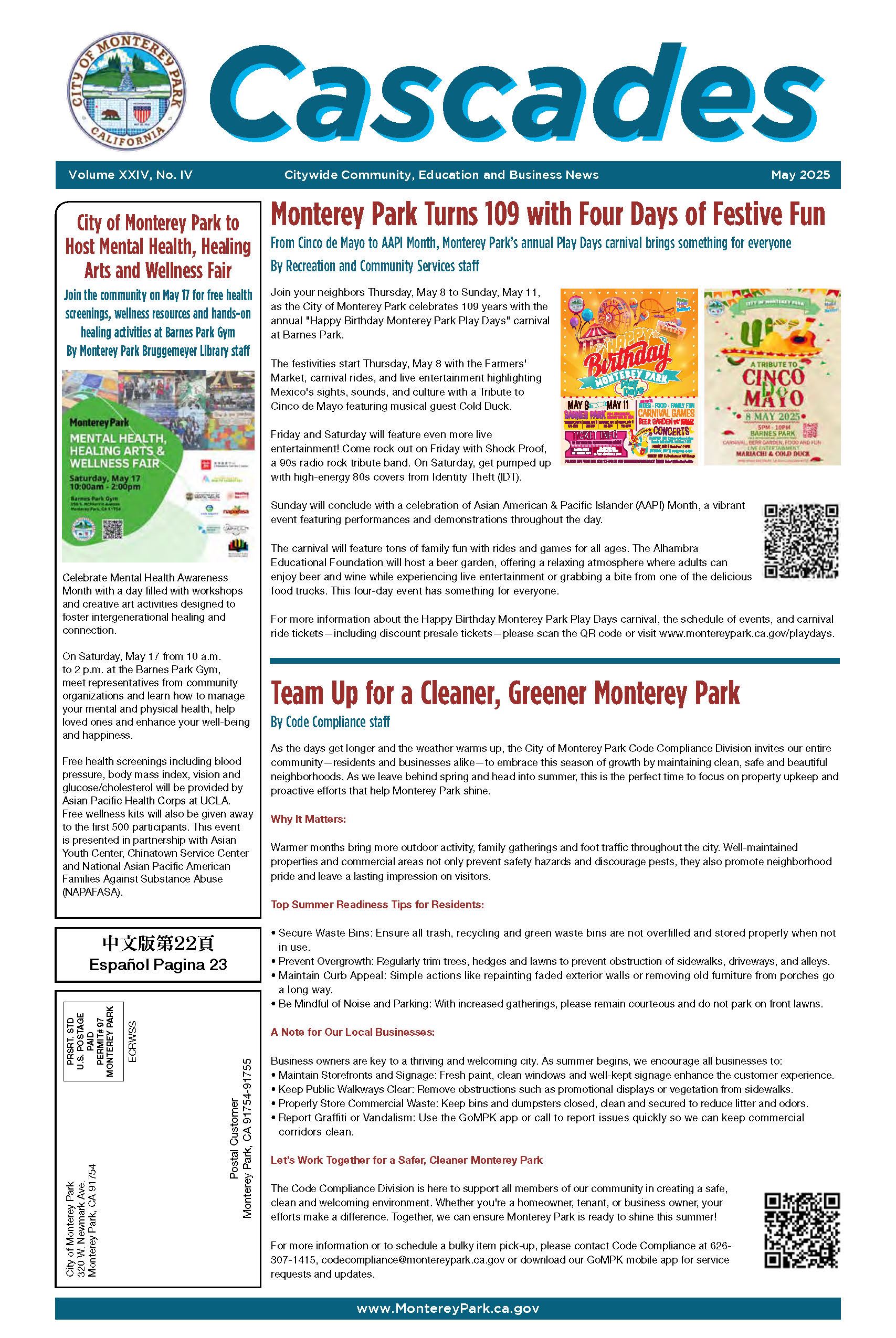 Image of the MPK Cascades Newspaper for May 2025.