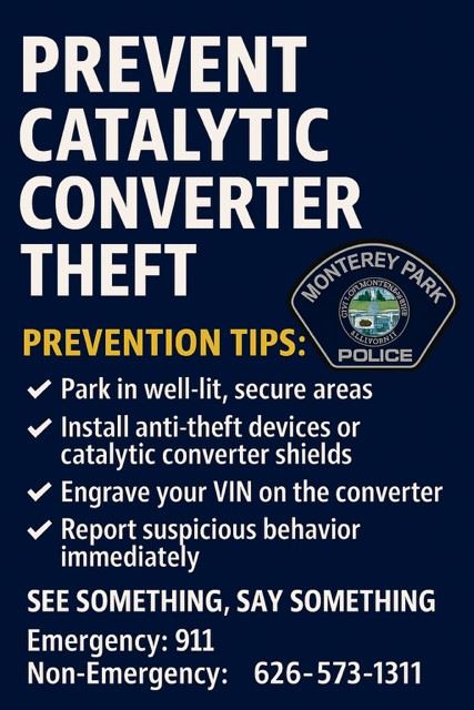 Graphic regarding catalytic converter theft prevention.