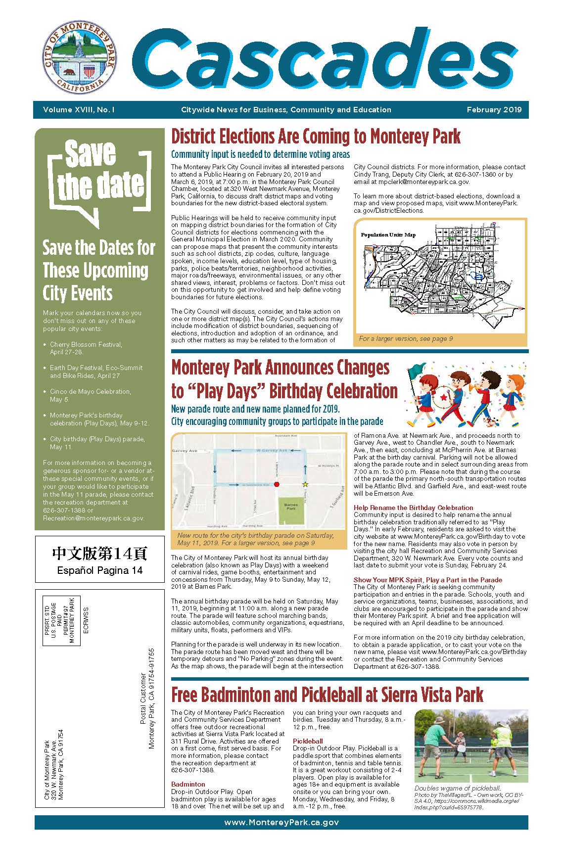 MPK Cascades Newspaper Feb. 2019 Page 1