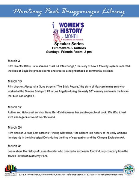 Library Women's History Month Series 2019 flyer