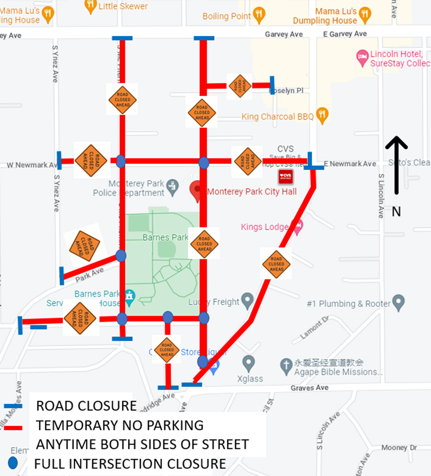 3-14-23 Barnes Park Road Closure Map